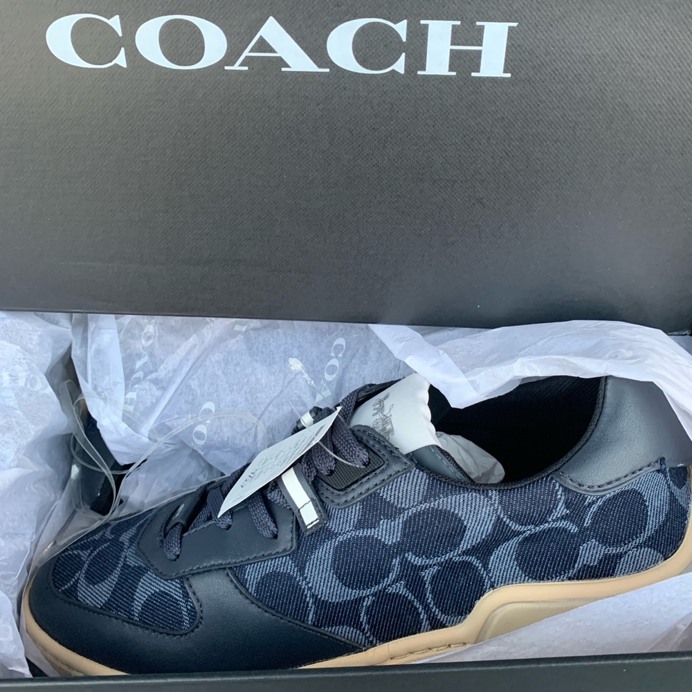 Authentic Coach new w\tag Citysole Court Sneaker CHAMBRAY/ MIDNIGHT NAVY)
